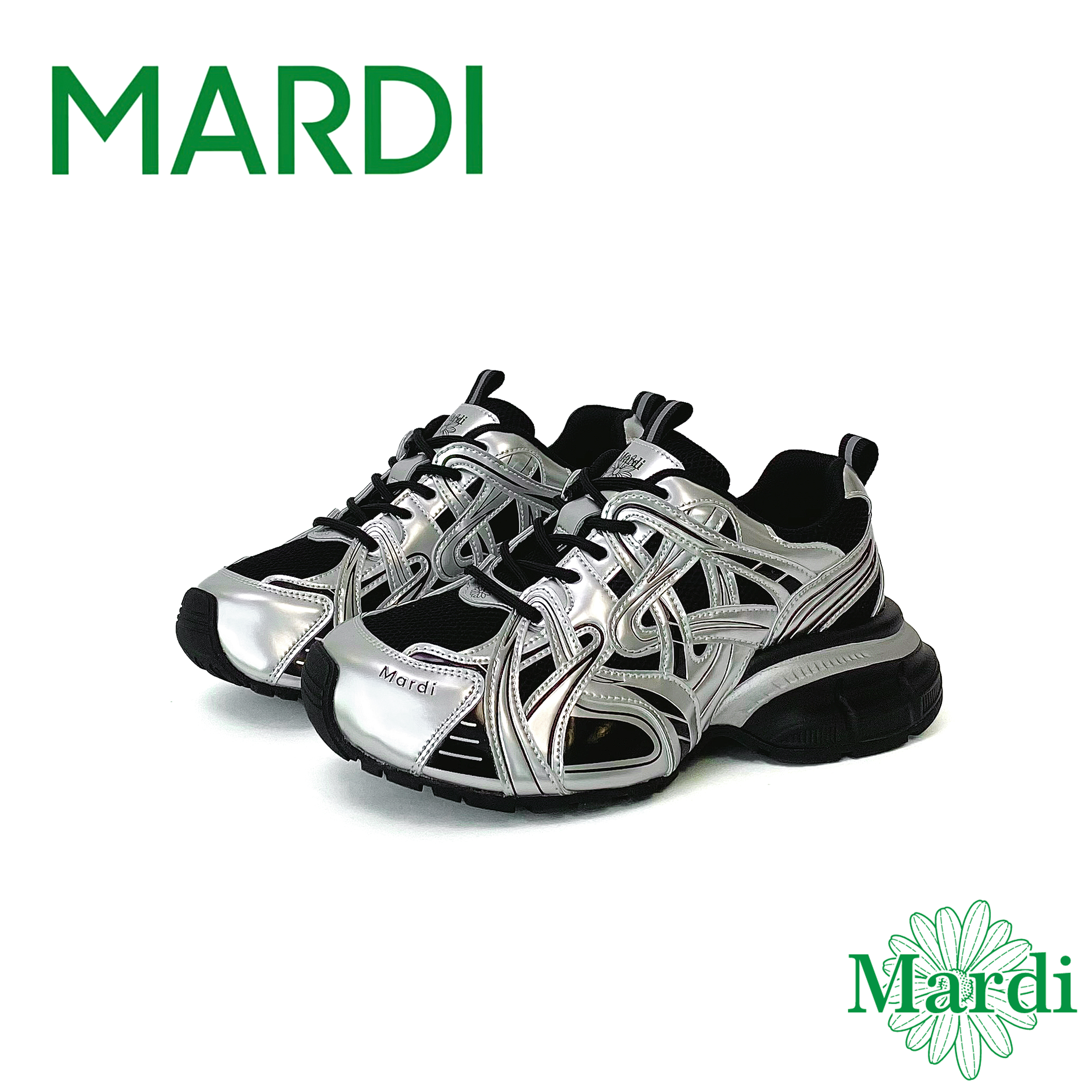 MARDI银色厚底老爹鞋女运动休闲鞋百搭显瘦潮鞋