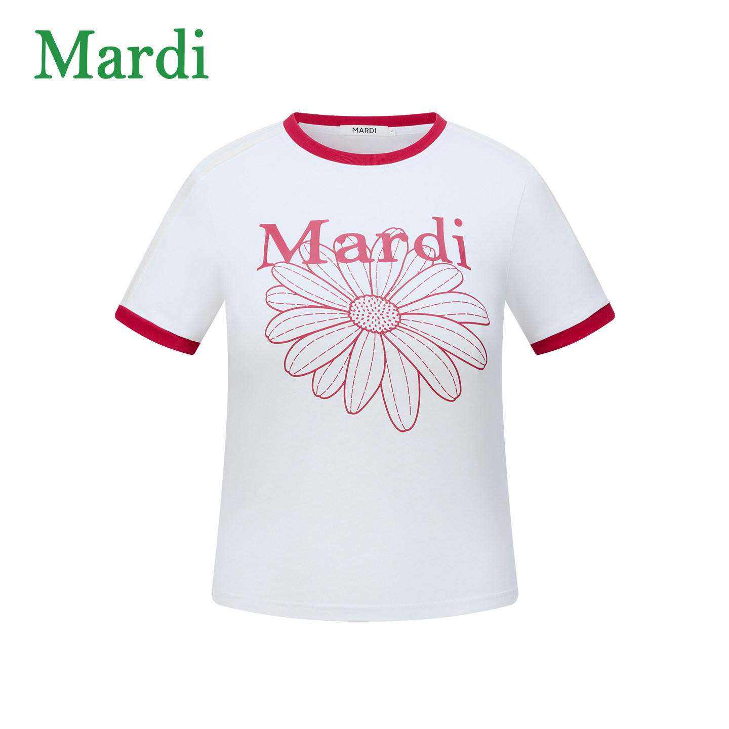 MARDI夏季雏菊撞色领童装T恤图片