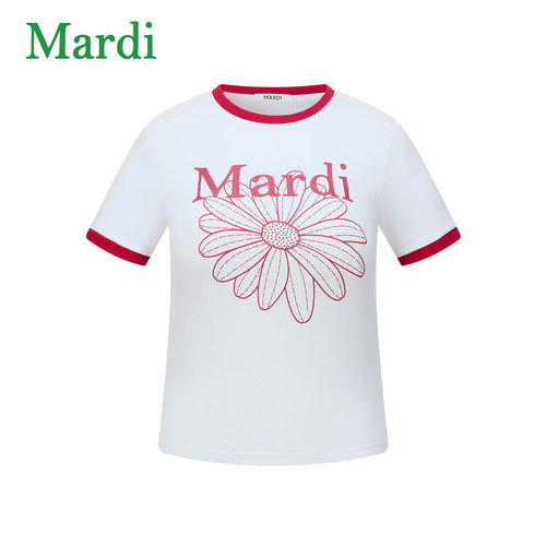 MARDI夏季雏菊撞色领童装T恤
