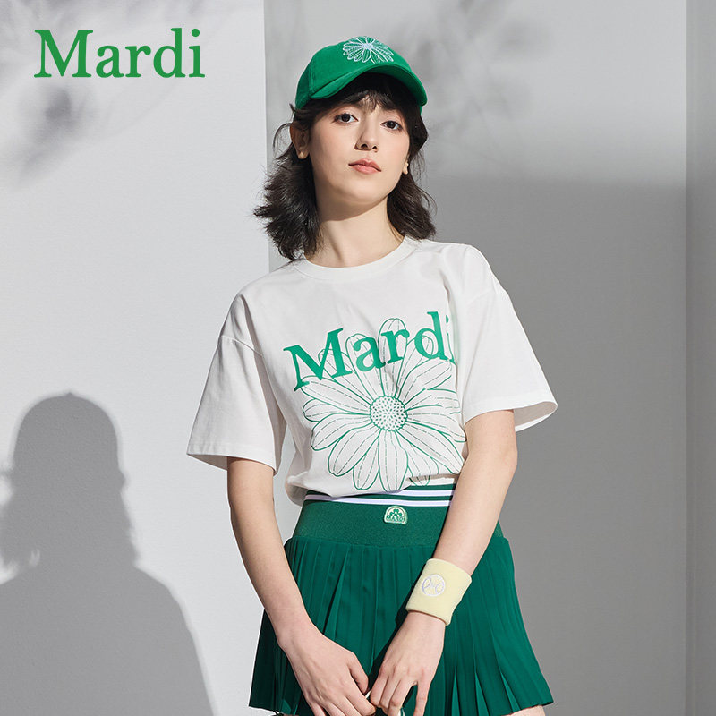 MARDI小雏菊时尚短袖T恤女2026夏季新款时尚休闲简约圆领纯棉上衣