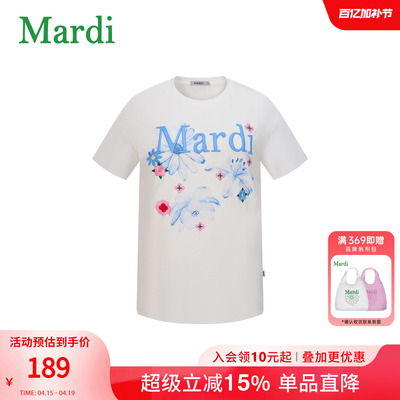 MARDI雏菊字母印花短袖T恤女