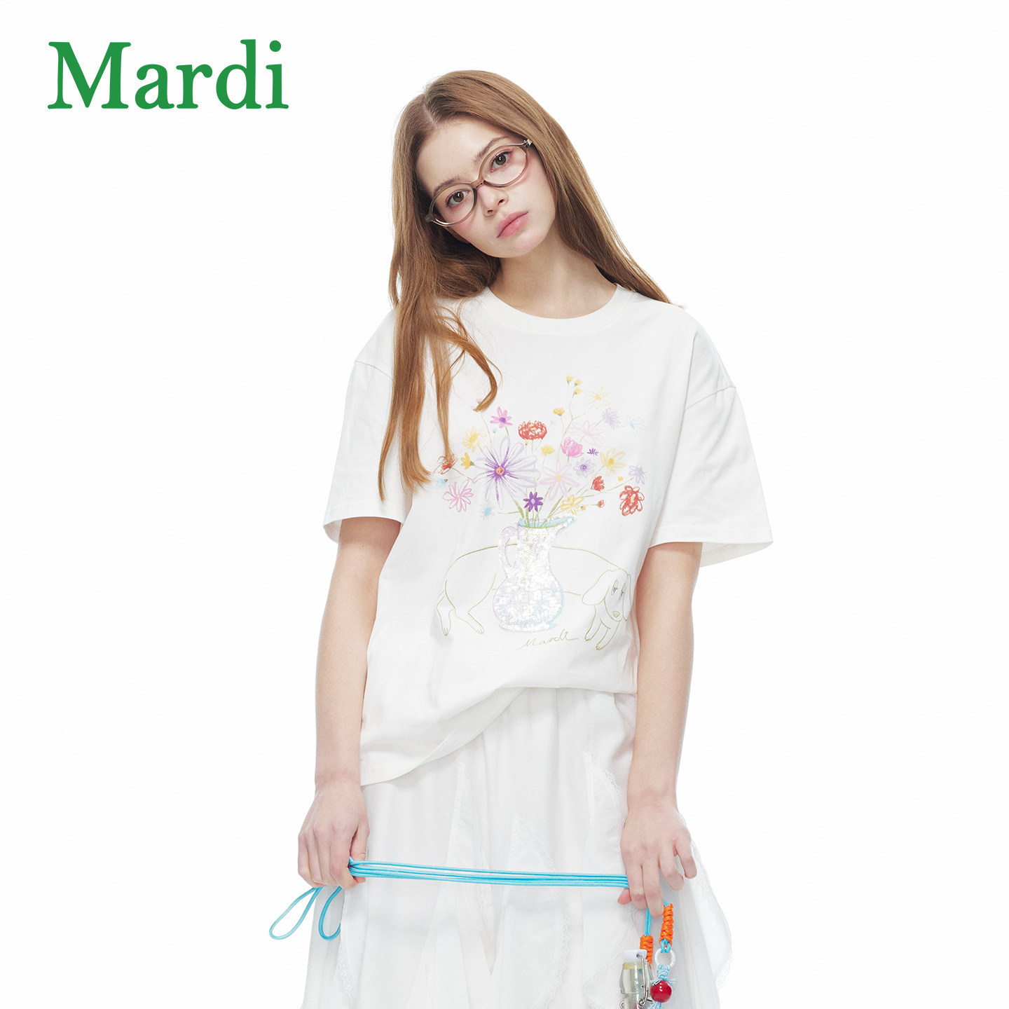 MARDI凉感手绘花卉短袖T恤女