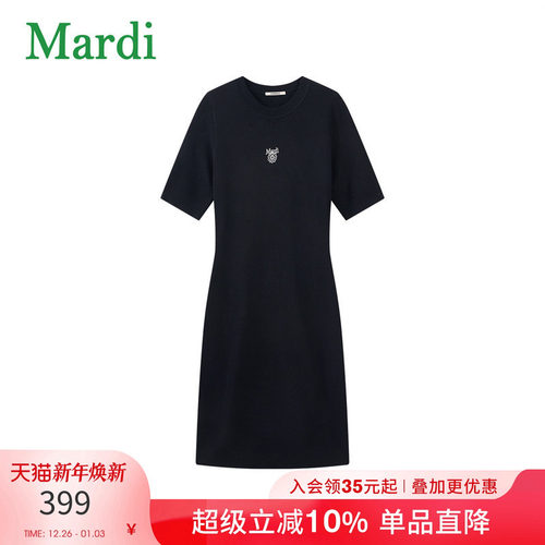 MARDI女士小雏菊针织圆领连衣裙