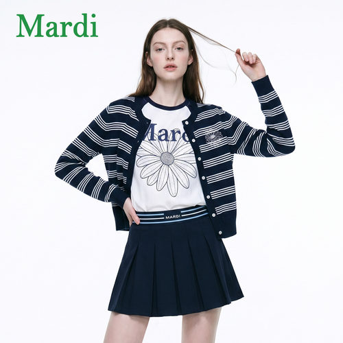 MARDI秋季条纹长袖针织开衫女