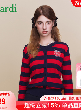 MARDI2026春季新款女生条纹毛衣百搭显瘦时尚针织开衫长袖上衣