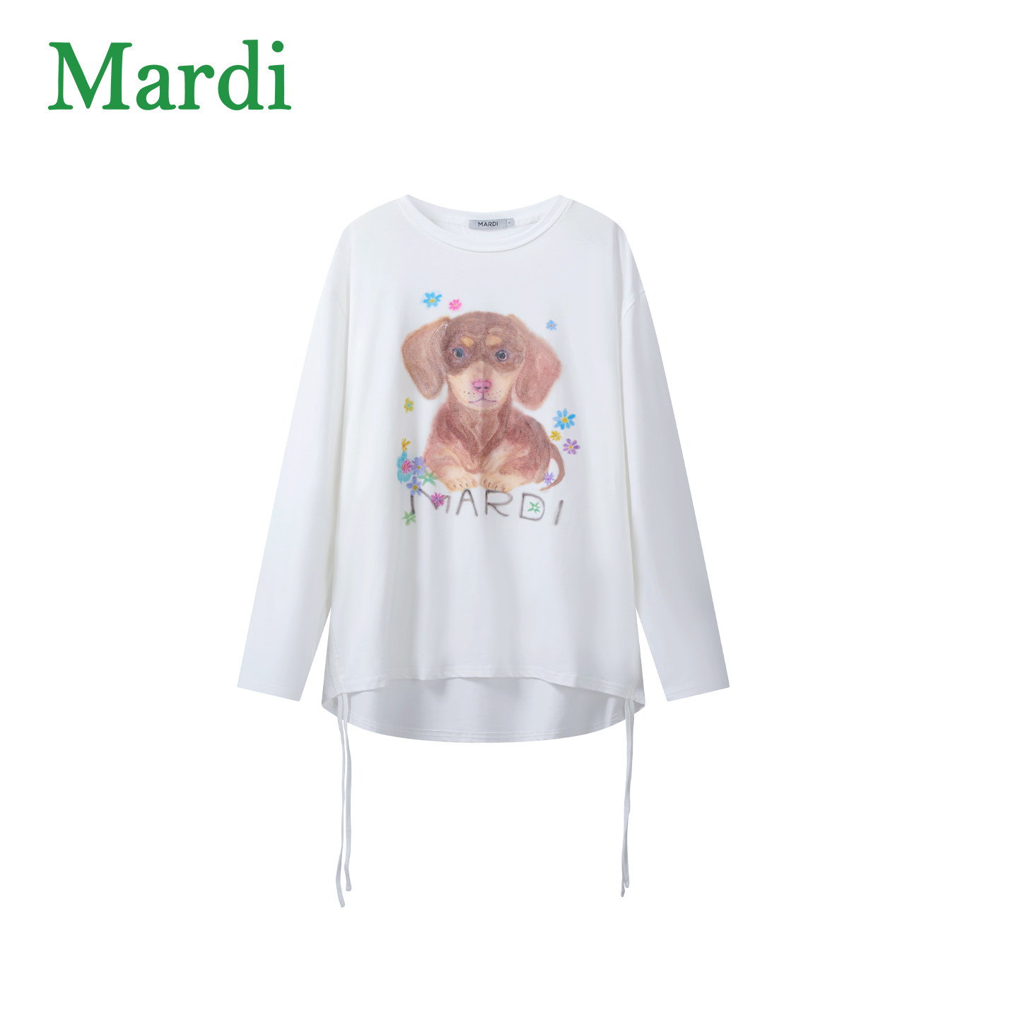 Mardi小狗印花宽松显瘦长袖T恤