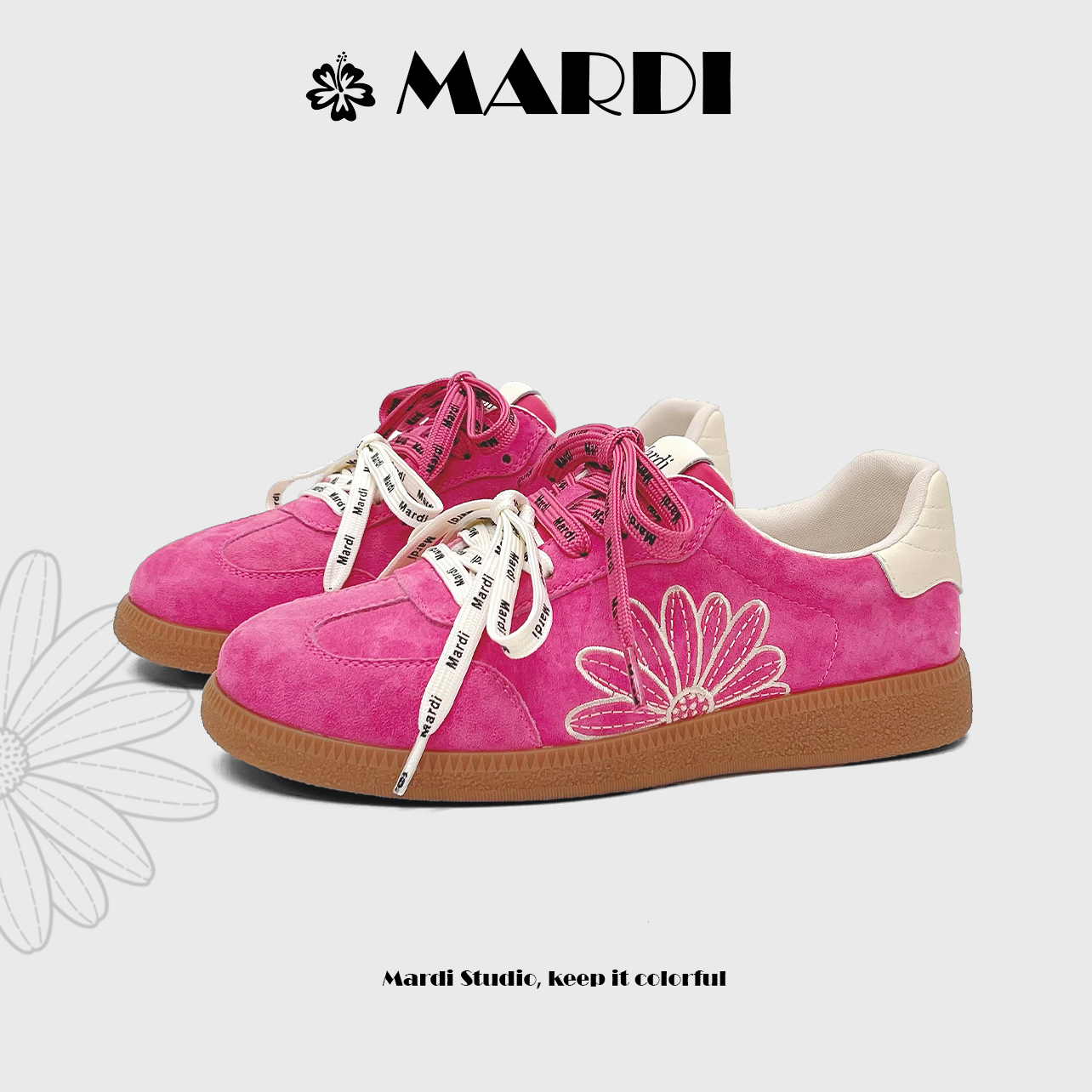 【MARDI官方】小雏菊德训鞋26年春休闲透气防滑系带头层猪皮女