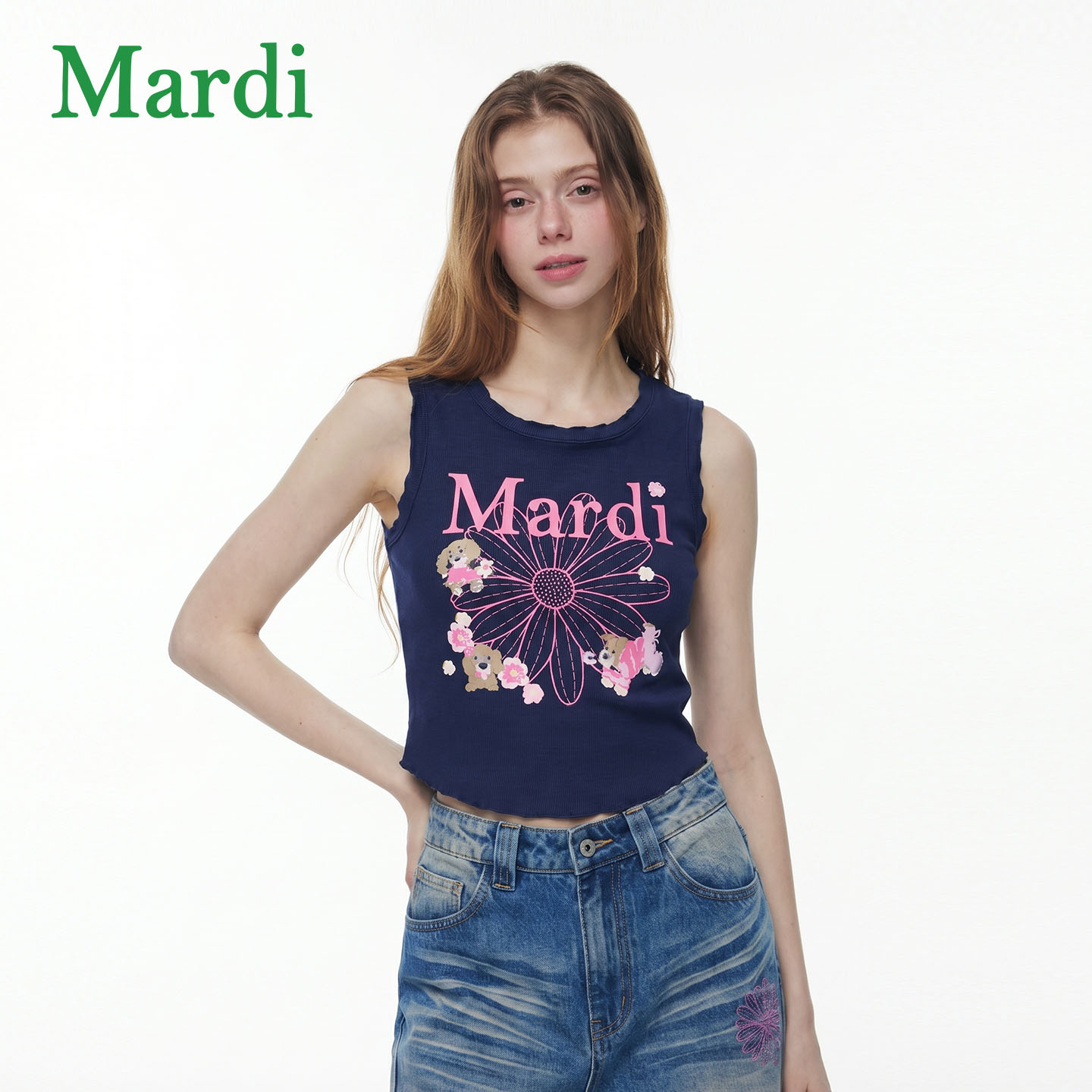 MARDI雏菊印花显瘦短款背心
