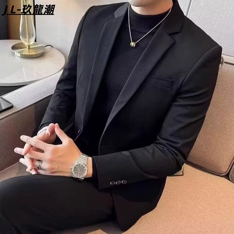 高级垂感百搭西装外套男春秋款韩版潮流百搭英伦风炸街痞帅小西服