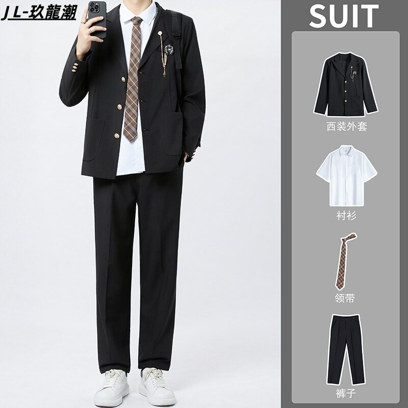 dk日系制服西装套装男士春秋季西裤衬衫领带大全套学院风西服班服