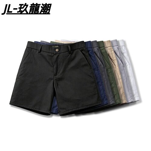 夏季薄款休闲四分短裤男士修身松紧时尚工装短裤外穿3分4分裤子男