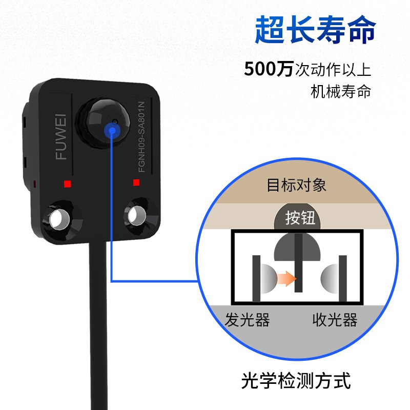 FUWEI按钮微型光电传感器晶圆限位开关导轨触点感应器EE-SA801A