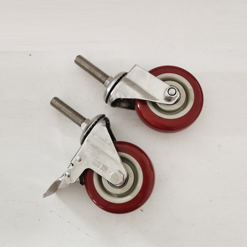 永戈0不锈钢耐腐蚀脚轮M1M20聚氨酯包胶万向轮M加长丝杆轮子