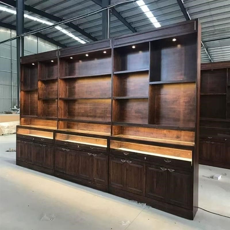 实木珠宝展示柜首饰饰品文玩翡翠玉器产品带灯玻璃柜台陈列柜展柜