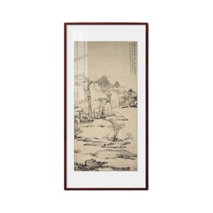 弘仁国画山水画玄关装饰画书房挂画茶室办公室挂画背靠山壁画