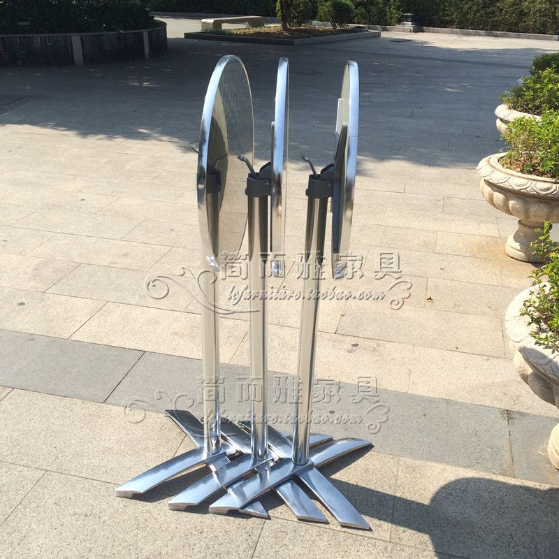 防锈钢面折叠高脚桌酒会吧台桌 耐用铝脚易清洁收纳叠放酒吧圆桌