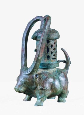 汉代宫廷牛灯古油灯青铜器仿古工艺品动物灯客厅复古怀旧礼品