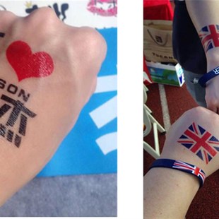 纹身定制防水脸loo字母名字英文刺青图案照片水转印纸定制