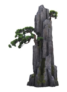 中式庭院假山造景布置别墅会所水池景观装饰仿真玻璃钢虎劈石头