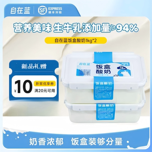 自在蓝饭盒酸奶风味发酵乳1kg儿童营养饭盒早餐晚餐低温原味酸奶