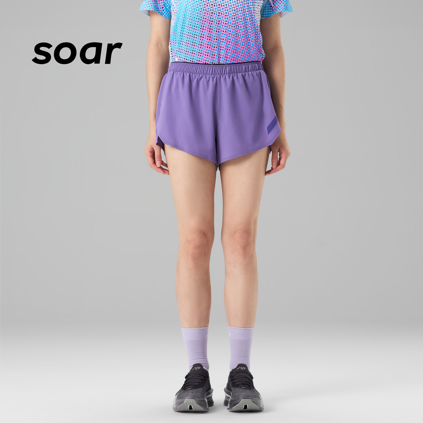 SOAR  女子夏季轻量透气双层运动休闲短裤舒适宽松抽绳运动裤