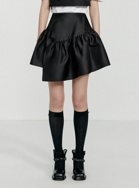 鸟撤柜女装剪牌L286高级感不规则联名款抽褶半裙短裙子蓬蓬伞裙