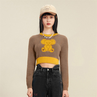 线套衫 品牌撒柜清仓折扣女装 上衣女BM风短款 针织衫 A474 亲肤短款