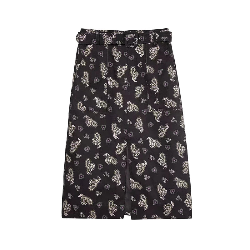 亲肤透气印花裙子复古满印长裙