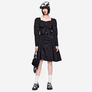 春秋高级感设计师款 L219优雅抽皱植绒连衣裙 小众 剪牌 鸟撤柜女装