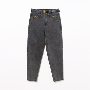 折扣清仓L297 鸟撤柜正品 小脚牛仔裤 女秋冬厚实烟灰色哈伦牛仔裤