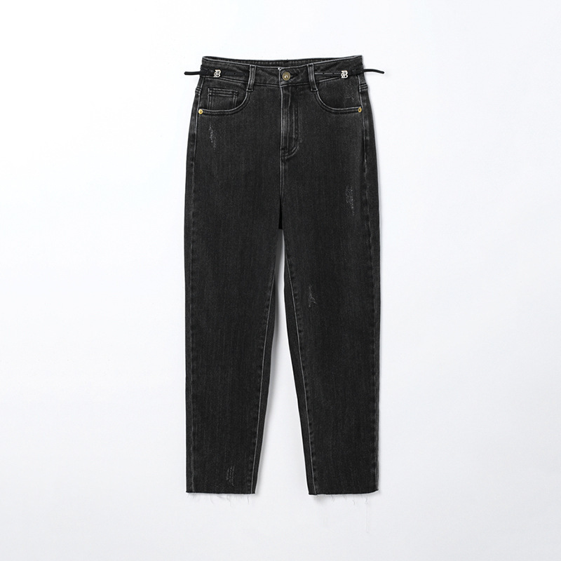 棉弹牛仔长裤子漏超柔哈伦牛仔裤