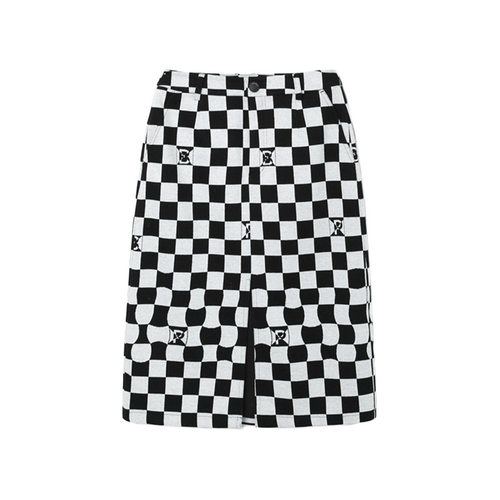休闲格子亲肤舒适棋盘格开叉长裙