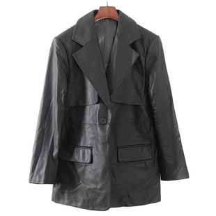 太系列撒柜清仓折扣女装 绵羊皮真品单西便西酷美风真皮西装 L005