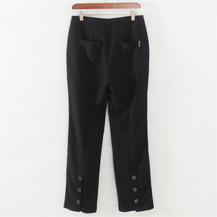 装 饰扣裤 脚休闲裤 长裤 撒柜清仓折扣女装 修腿两穿烟管裤 Z689 鸟