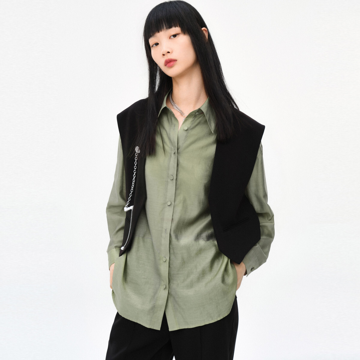 两件式衬衫时尚休闲百搭春秋衬衣