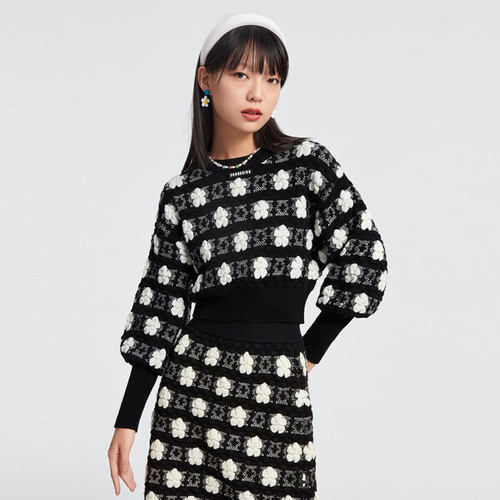 L148/L287  毛衣 裙子 黑白毛衣 时尚  针织