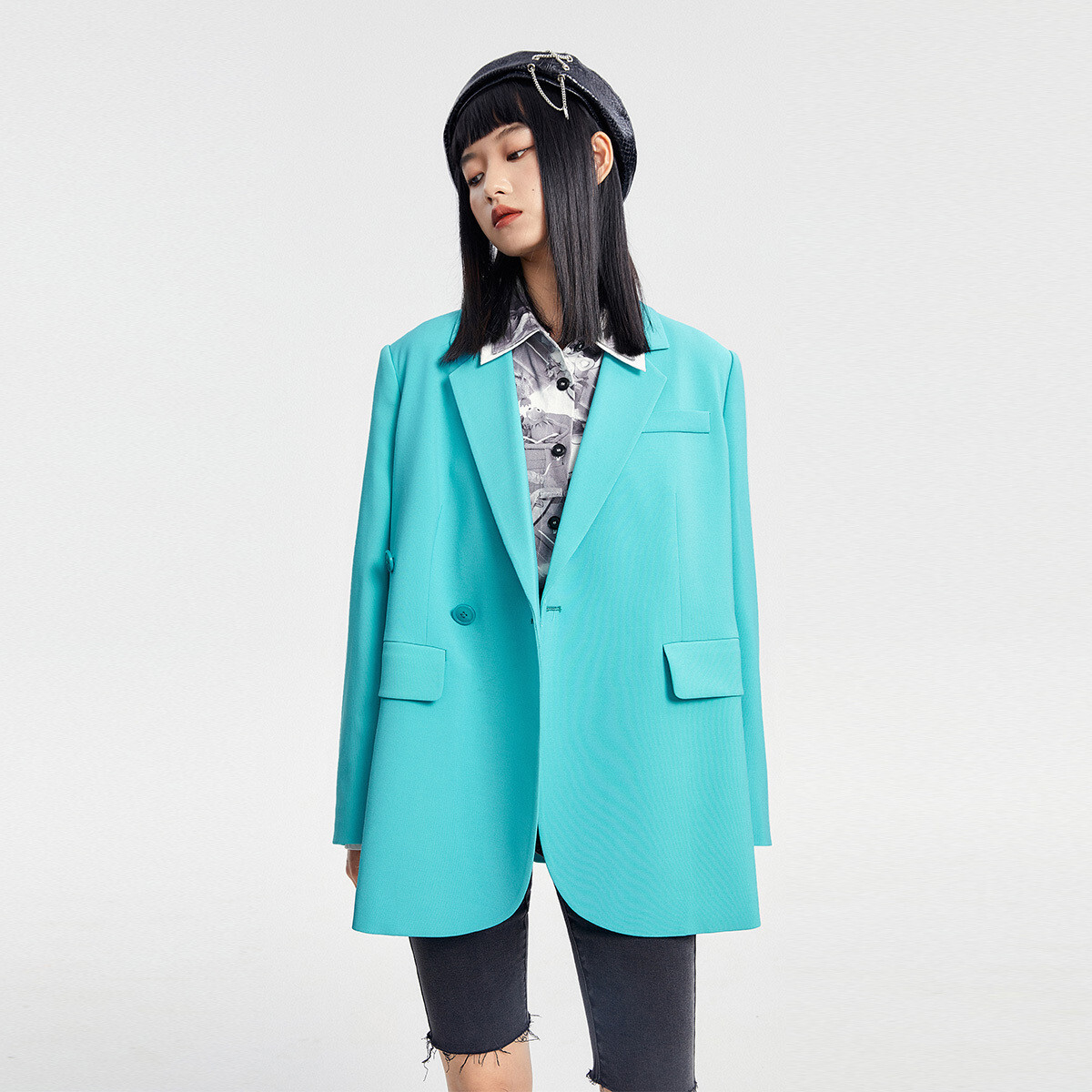 休闲单西外套上衣门襟设计感西装