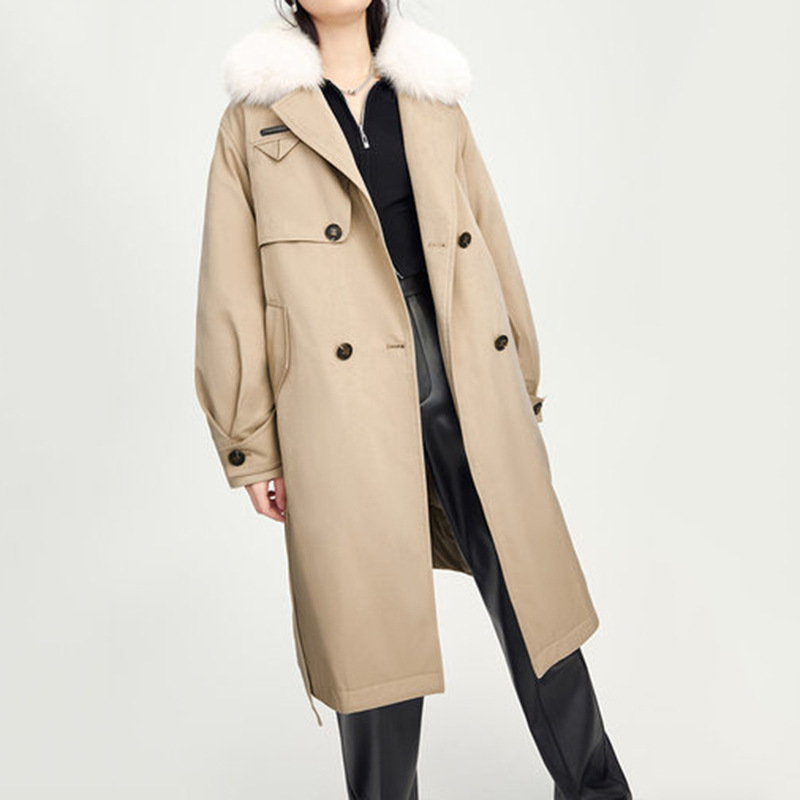 鸟撒柜清仓断码清仓女装秋冬保暖收腰羽绒服长款风衣式羽绒服L033