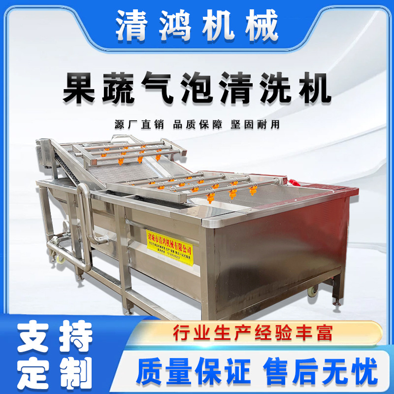 商用鼓泡喷淋蔬菜清洗机 荔枝肉草莓清洗设备 苹果酱加工流水线