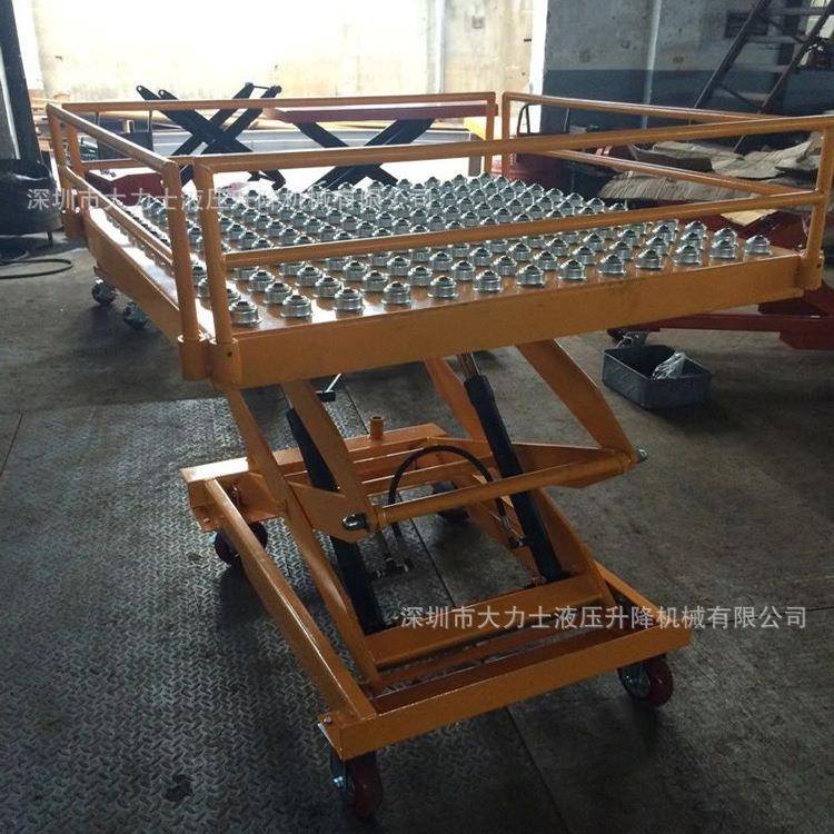 滚珠式手动升降平台车滚筒式液压手推车牛眼移动升降车