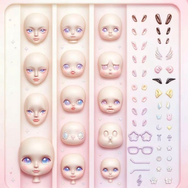thumbnail for Dou Tang same style nail art old-fashioned doll head small cloth multiple doll head molds nail silicone molds premium affordable molds
