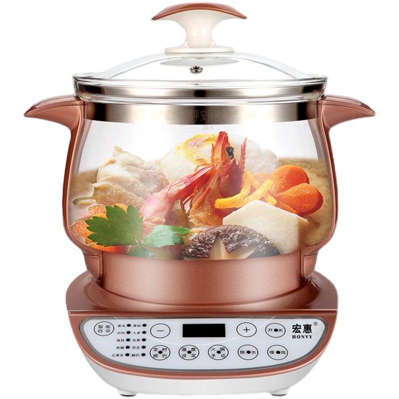 宏惠高端养生壶多功能家用煲汤煲粥大容量3升养生锅玻璃锅耐高温