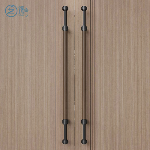 高档有框玻璃门拉手定制现代简约不锈钢黑色实木门包厢门大门把手