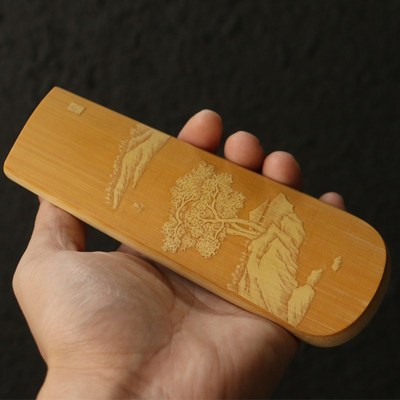 十几年老玉竹东阳名家纯手工精工留青雕刻茶道茶则赏茶荷竹雕竹器