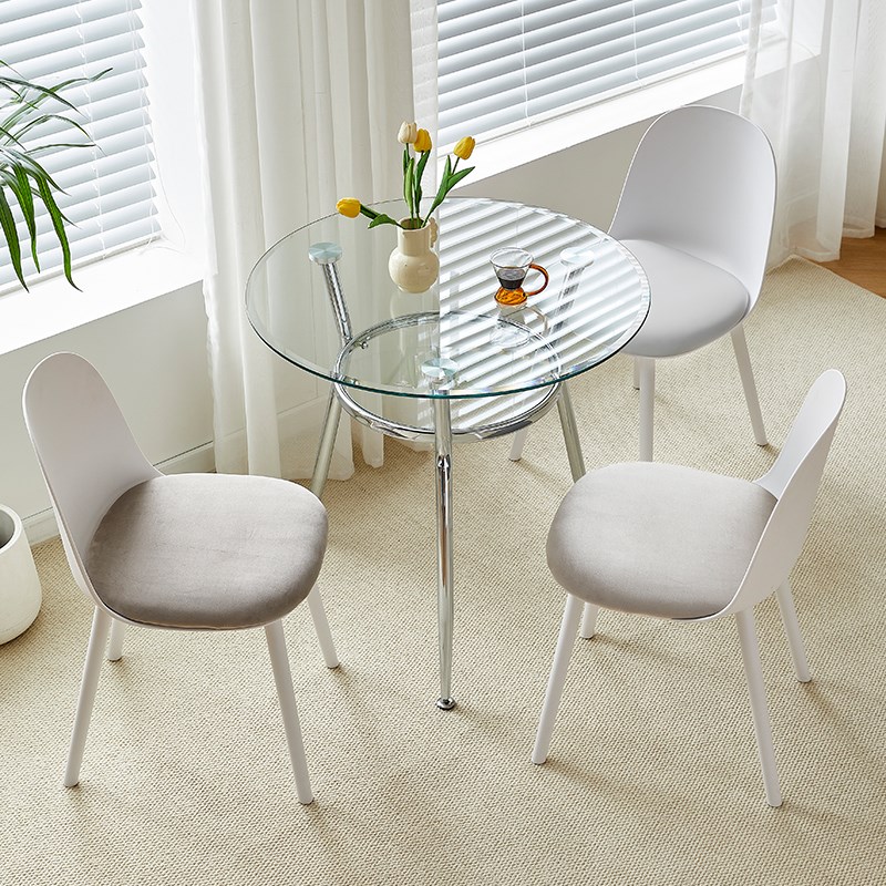 玻璃圆桌钢化玻璃桌家用玻璃餐桌阳台桌子洽谈桌椅玻璃小圆桌
