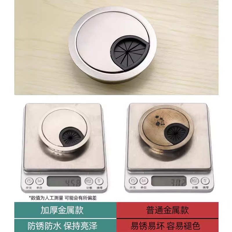 电脑桌线孔盖办公桌孔盖桌洞口金属装饰盖书桌孔洞桌面穿线孔盖板