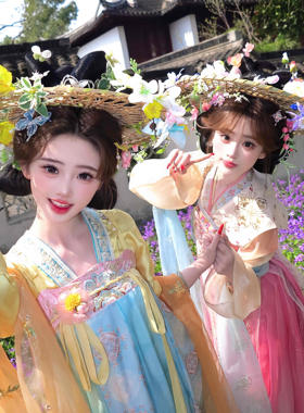 好绝美的竹编汉服拍照帷帽