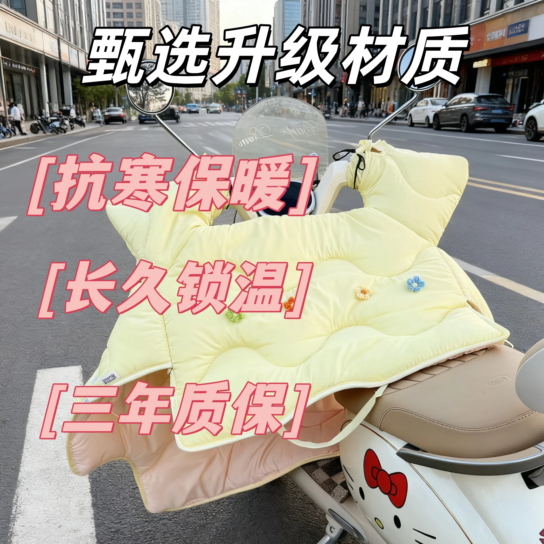 奶油花花电动车挡风被，谁不爱！