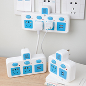 独立开关安全门多功能家用插座转换器一转二三四多转换器插头USB