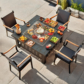 户外烧烤桌烧烤炉家用木碳烤火盆别墅火炉烧烤架庭院花园取暖户外